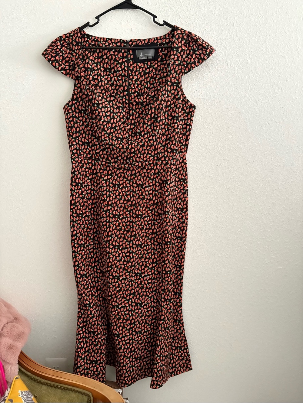 Anthropologie Cecily Fit & Flare Sweetheart Dress Cap Sleeve Strawberry Large